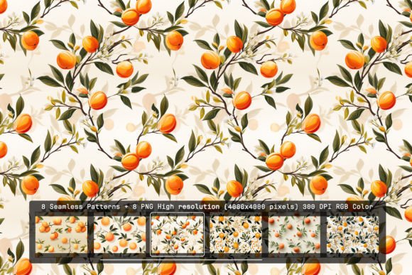 8 Apricot Array Seamless Patterns: Versatile Design Assets