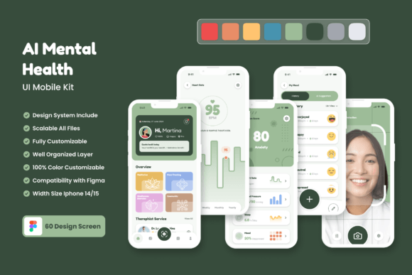 Ai Mental Health App Mobile UI KIT: Streamlining Digital Wellness Design