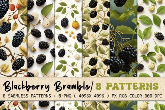 Blackberry Bramble 8 Seamless Patterns: Modern Design Assets