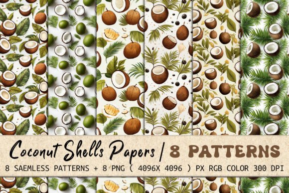 Coconut Shells Seamless Patterns for Modern Design