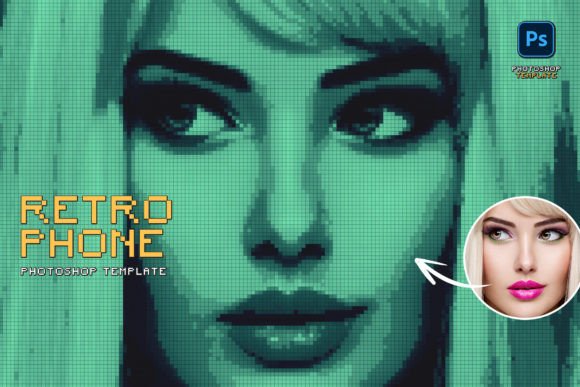 Create Pixel Art from Photos with a Retro Phone Photo Template