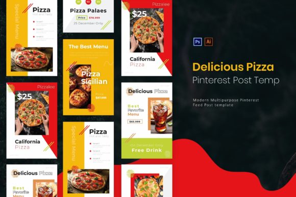 Delicious Pizza | Pinterest Post Template