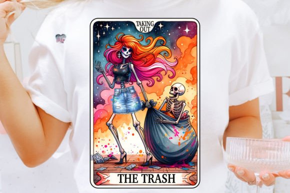 Explore the Taking Out the Trash PNG Skeleton Tarot Design