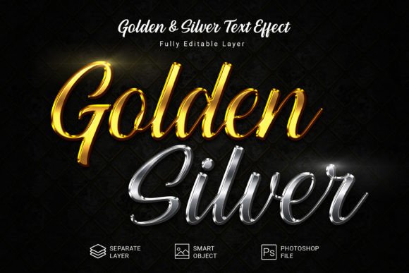 Golden and Silver PSD Text Style Effect