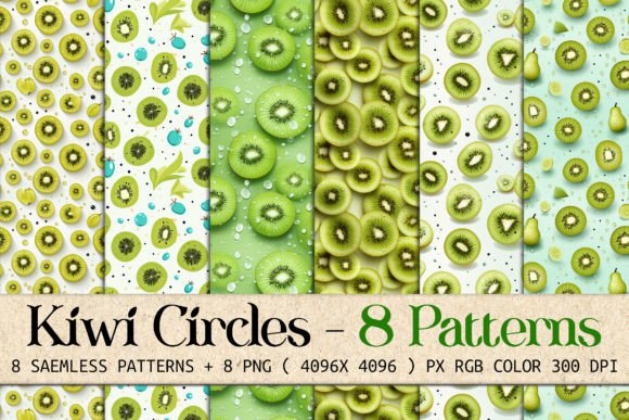 Kiwi Circles 8 Seamless Patterns: Versatile Design Assets