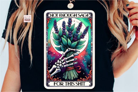 Witchy Skeleton Tarot Card PNG Sage